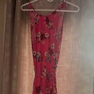 LOFT Pink Floral Maxi Dress